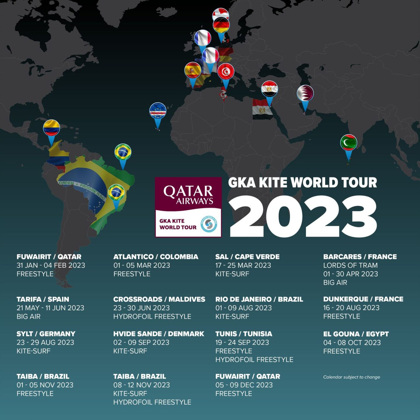 GKA Kite World Tour event calendar 2023