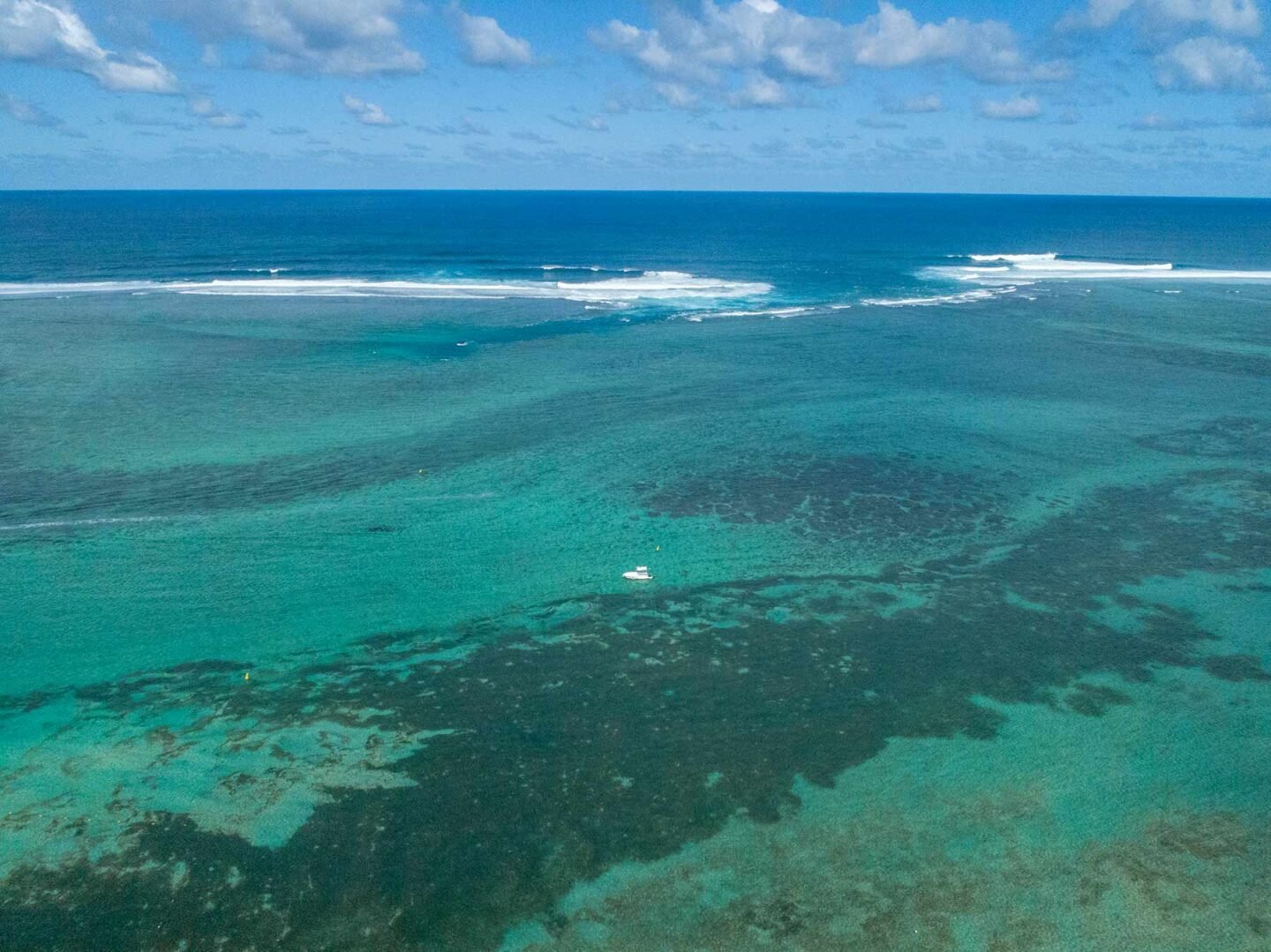 The waves on the reef at Bel Ombre