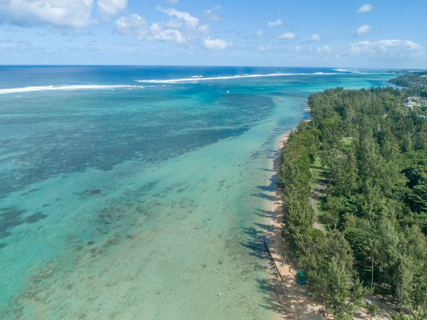 Looking down the lagoon at reef at Bel Ombre
